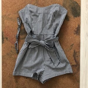 Gingham print romper